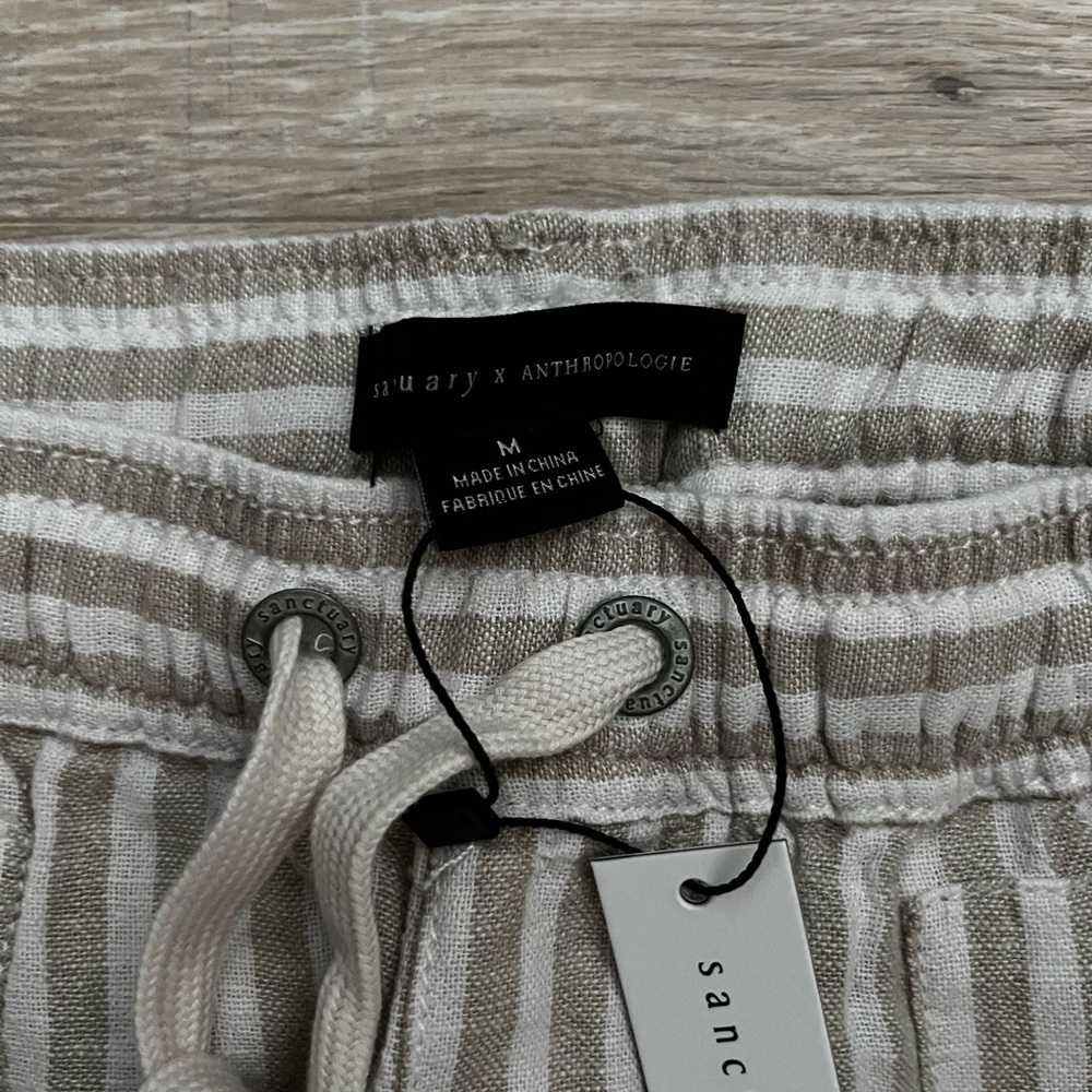 NWT Anthropologie x Sanctuary Women’s Pull On Striped Linen Blend Bottoms - M - Picture 5 of 8